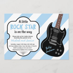 Convite Blue and Black Rock Star Rock Rock a Bye Chá de fr