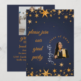 Convite blue and gold elegant invitation