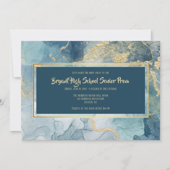 Convite Blue and Gold Invitations (Frente)