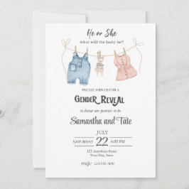 Convite Blue and Pink Gender Reveal Invitation