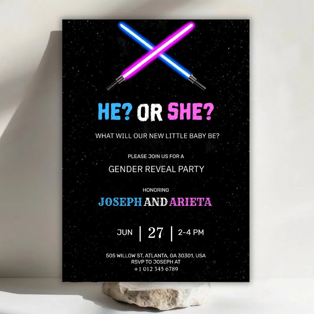 Convite blue and pink gender reveal party invitation (Criador carregado)
