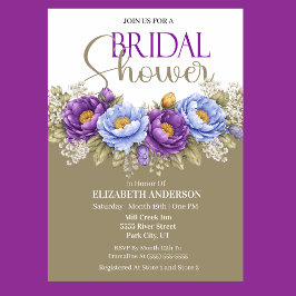Convite Blue and Purple Peony Bridal Shower