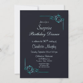 Convite Blue and Turquoise Surprise 50th Birthday Janto
