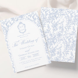 Convite Blue and White Floral Chinoiserie Monogram Wedding