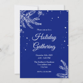 Convite Blue and White Snowflake 5"x7" Holiday Gathering