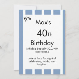 Convite Blue and White Striped Birthday Invitation –