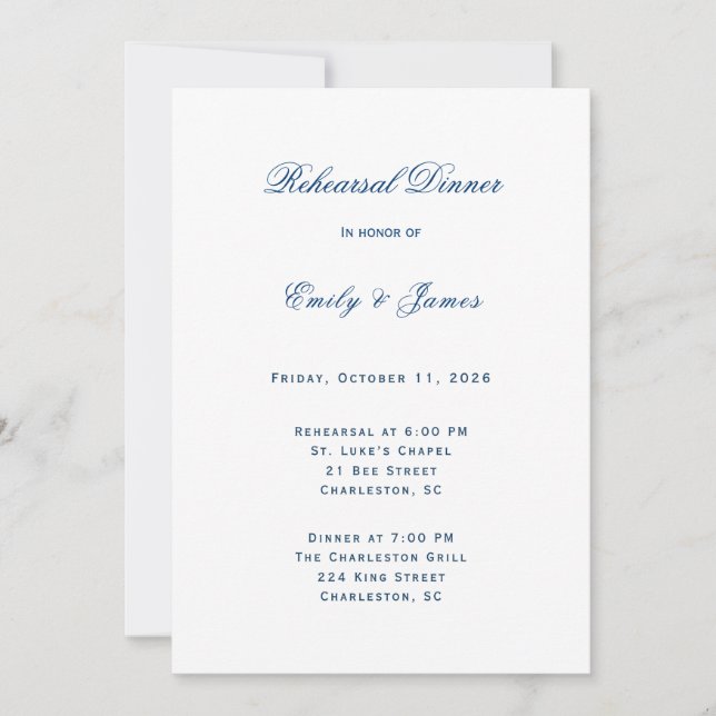 Convite Blue and White Wedding (Frente)
