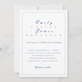 Convite Blue and White Wedding Invitation