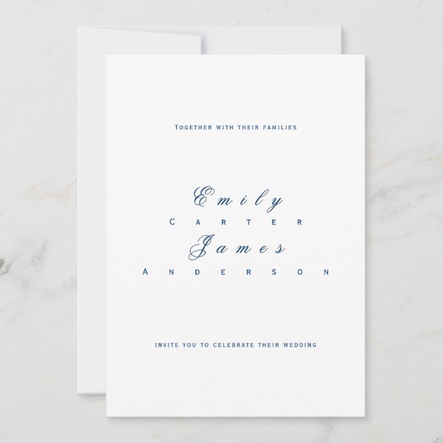 Convite Blue and White Wedding Invitation (Frente)
