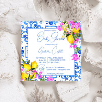 Blue Azulejo Lemons Bougainvillea Mediterrâneo