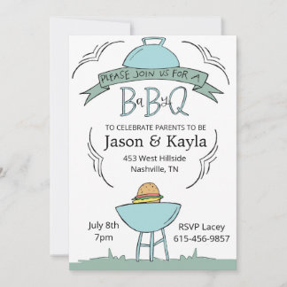 Convite blue Baby BBQ invitation