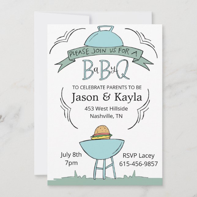 Convite blue Baby BBQ invitation (Frente)