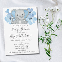 Blue Baby Boy Elephant Chá de fraldas Flowon