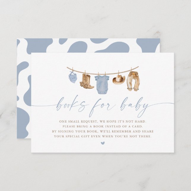 Convite Blue Baby Clothesline Little Cowboy Baby Shower (Frente/Verso)