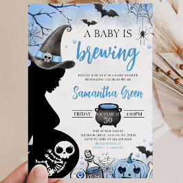 Convite Blue Baby está Cozinhando Chá de Bebê de Halloween