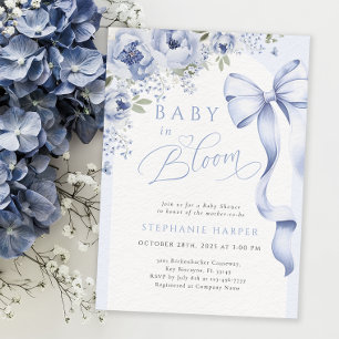 Convite Blue Baby in Bloom Chá de fraldas