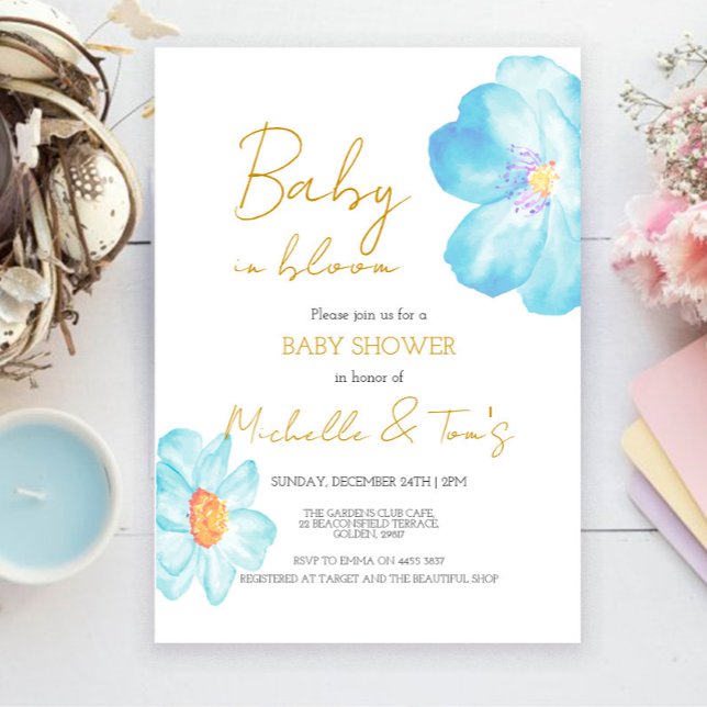 Convite Blue Baby in Bloom Invitation (Criador carregado)