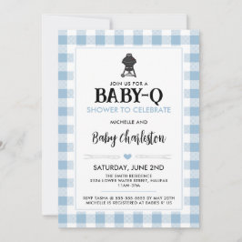 Convite Blue Baby-Q Baby Shower Invitation | BBQ Party