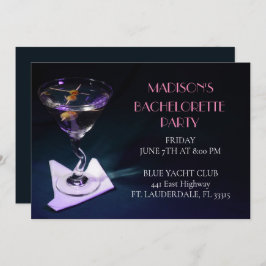 Convite Blue Bachelorette Martini Bridal Party
