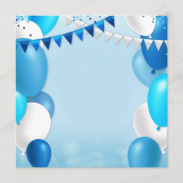 Convite Blue balloons and party flags