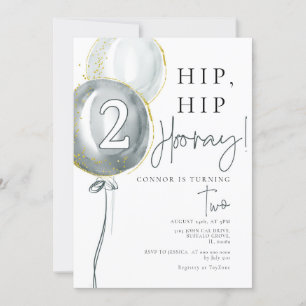 Convite Blue Balloons Boy 2 Birthday