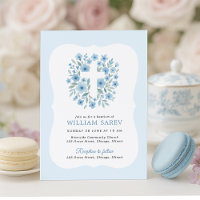 Blue Baptism Convide com Design de Quadro Curvo