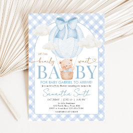 Convite Blue Bear Bearly Wait Baby Shower