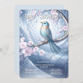 Convite Blue Bird Floral Baby Shower Invitation