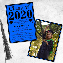 Convite Blue Black Class of 2024 Graduation Photo