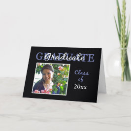 Convite Blue/Black Graduation Party Invitation/Photo Card