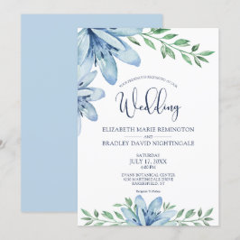 Convite Blue Blooms e Greenery Wedding