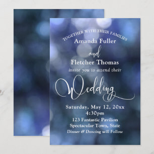 Convite Blue Bokeh Light e Typografia 32 Casamento 3