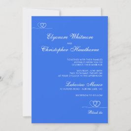 Convite Blue Bold Elegant Chic Calligraphy Wedding