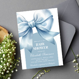 Convite Blue Bow Baby Boy Elegant Baby Shower
