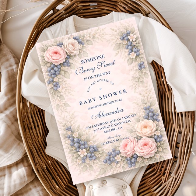 Convite Blue Bow Blueberry Baby Shower (Criador carregado)