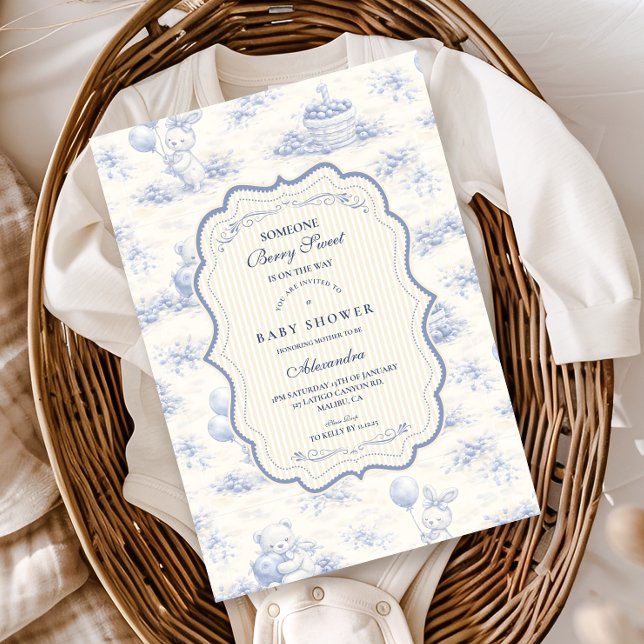 Convite Blue Bow Blueberry Garden Baby Shower (Criador carregado)