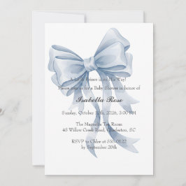 Convite Blue Bow Boy Baby Shower Invitation Coquette