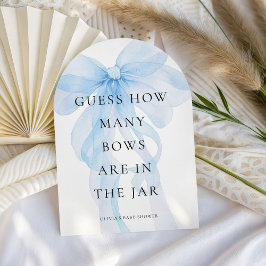 Convite Blue Bow Guess How Many Game Baby Shower card