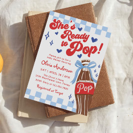 Convite Blue Bow She's Ready to Pop Baby Shower