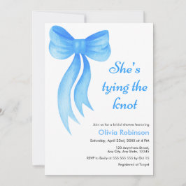 Convite Blue Bow She's Tying the Knot Bridal Shower 