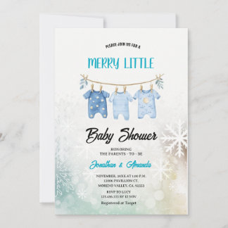 Convite Blue Boy Baby Clothes Christmas Baby Shower