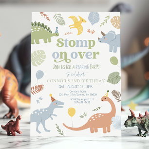 Convite Blue Boy Boho Dinosaur Birthday