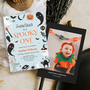 Convite Blue Boy Photo Halloween Spooky One primeiro anive