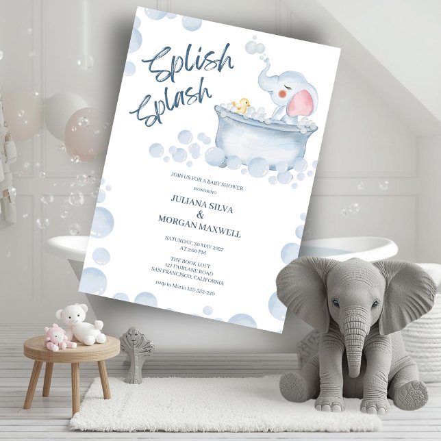 Convite Blue Bubble Bath Animal Baby Shower (Criador carregado)