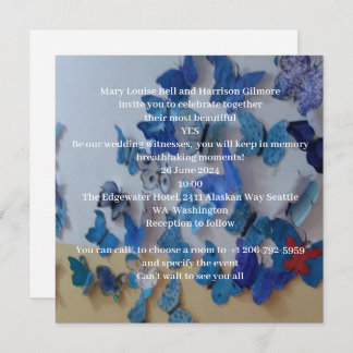 Convite Blue Butterflies Wedding Invitation