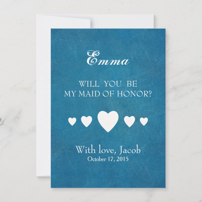 Convite Blue Chalkboard Você Será Minha MADRINHA DE CASAME (Frente)