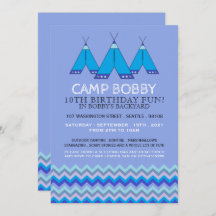 Blue Chevron Tipi, Camping Birthday