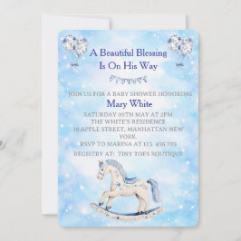 Convite Blue Chinoiserie Baby Shower Invitation