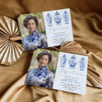 Blue Chinoiserie Porcelain 50th Aniversário Foto