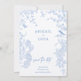 Convite Blue Chinoiserie Toile de Jouy Casamento Salvament